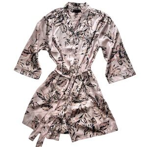 House of Harlow 1960 Satin Floral Open Front Kimono Robe Women’s Medium